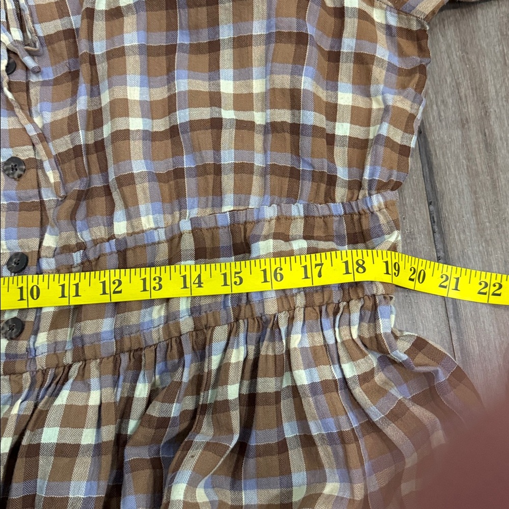 Madewell Gauze Sophia Midi Dress with 3/4‎ Sleeves flannel plaid nh280 - Picture 13 of 15